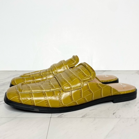Marc Fisher Flyta Crocodile Embossed Leather Square Toe Mule 8M - Picture 1 of 13